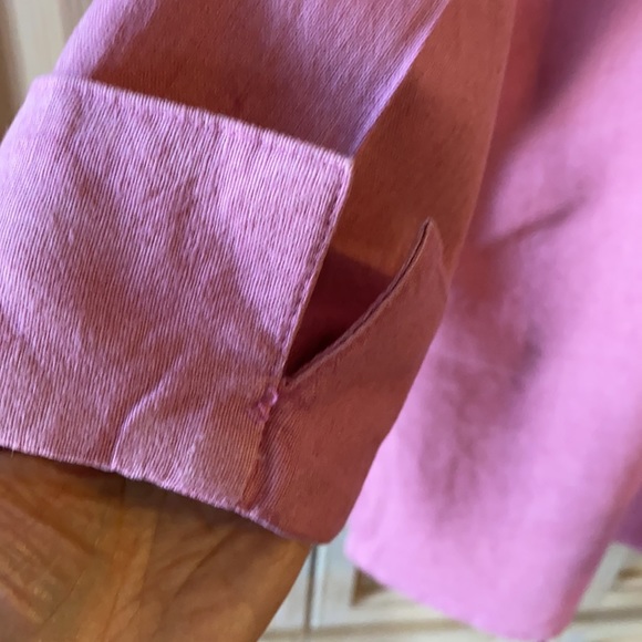 Pink linen rayon button down shirt French cuffs - Picture 4 of 7